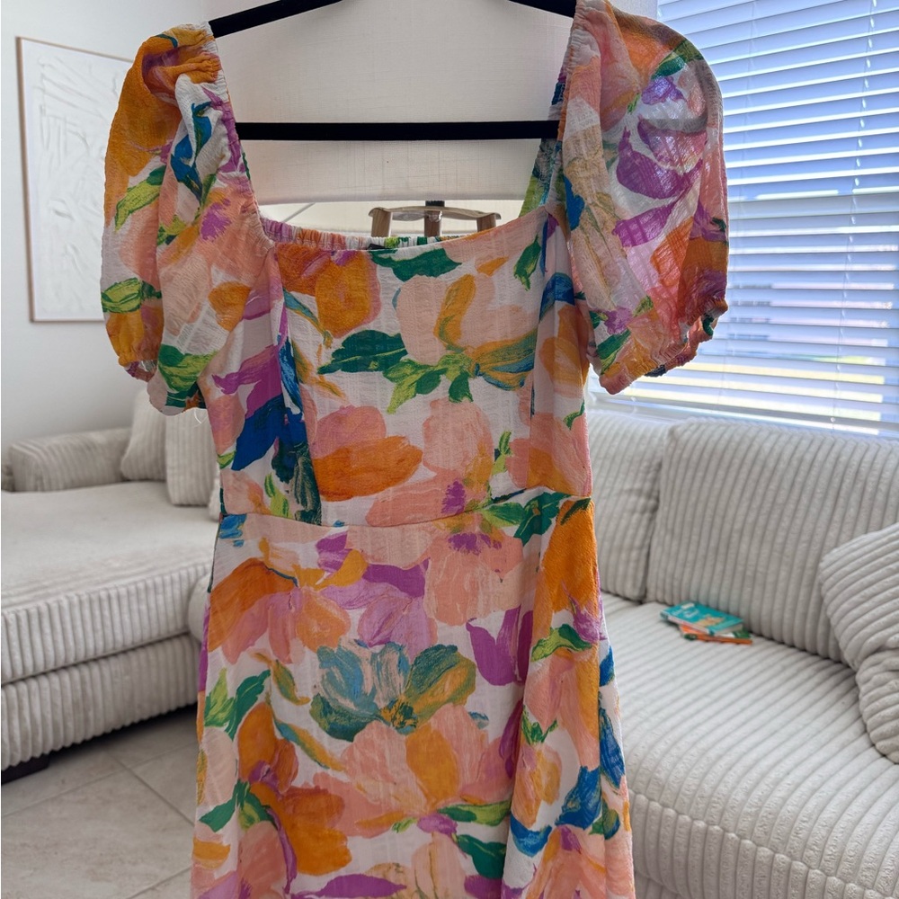 Lily Rose Vibrant Floral Puff Sleeve Mini Dress